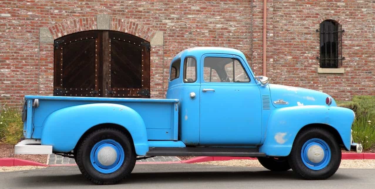5 1955 chevy truck blue