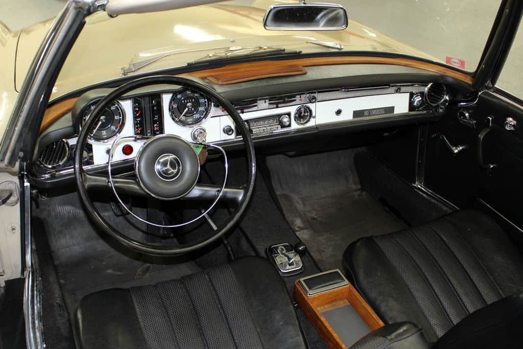 Inside of a Mercedes for car restoration and valuation